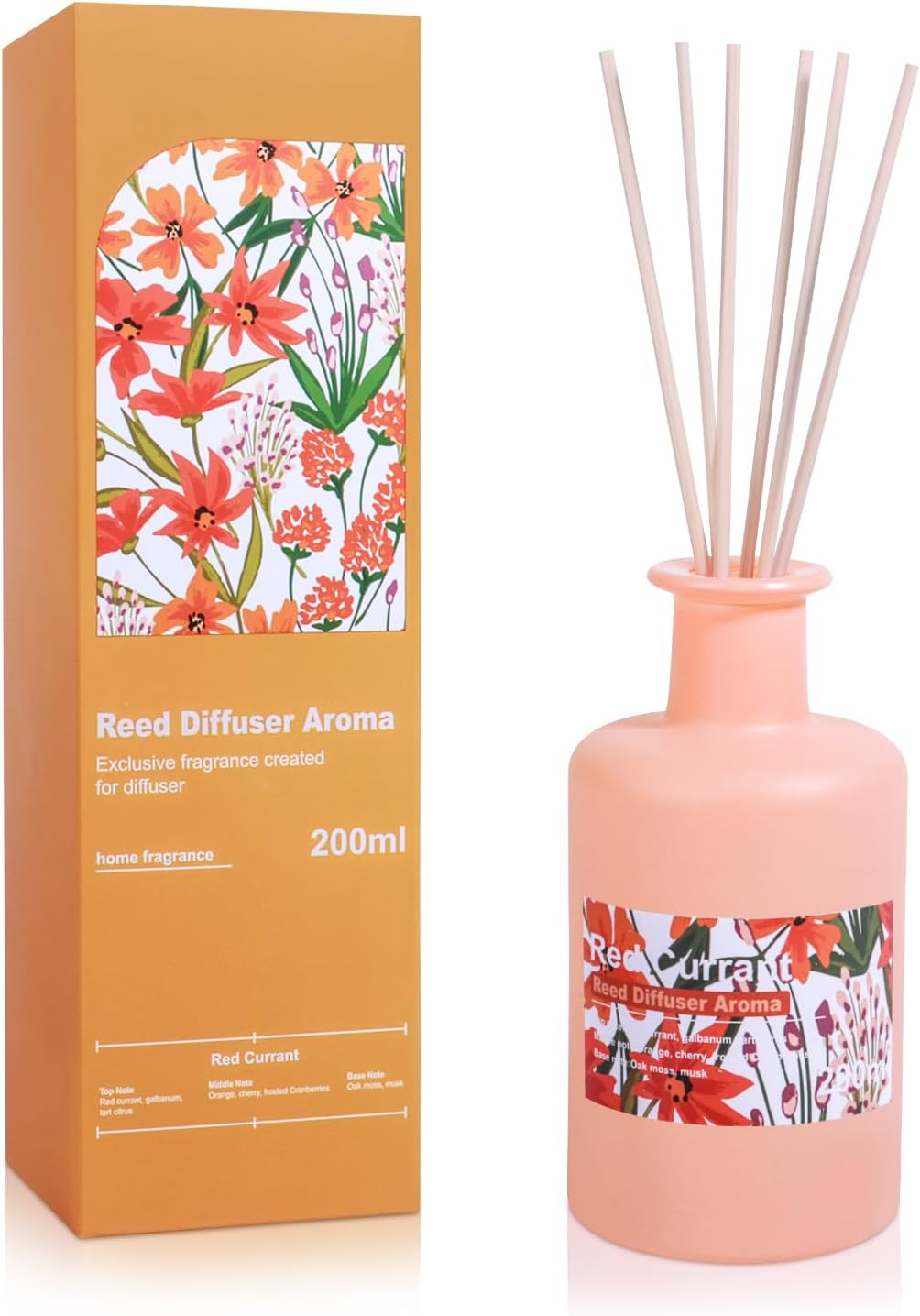 Red Currant Reed Diffuser Set, 6.8Fl Oz/200Ml Fruit & Cedar Wood Scented Oil Dif