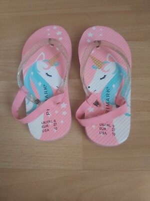 rosa Mädchen Zehentrenner  zuckersüß mit buntem Einhorn Motiv Gr. 27 / Primark