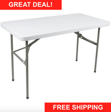 Folding Table 4ft Small Sturdy Heavy Duty Plastic Indoor Outdoor Party Banquet