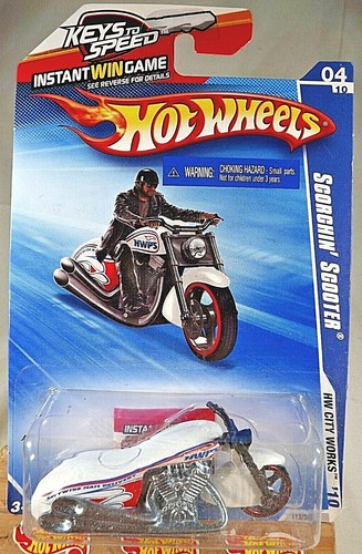 2010 Hot Wheels #112 HW City Works 4/10 SCORCHIN SCOOTER White w/Black MC3 Sp - 第 1/7 張圖片