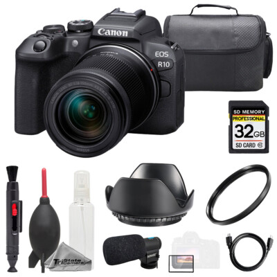 Canon EOS R10 with 18-150mm Lens + Mic + 32GB + Bag- Basic Kit