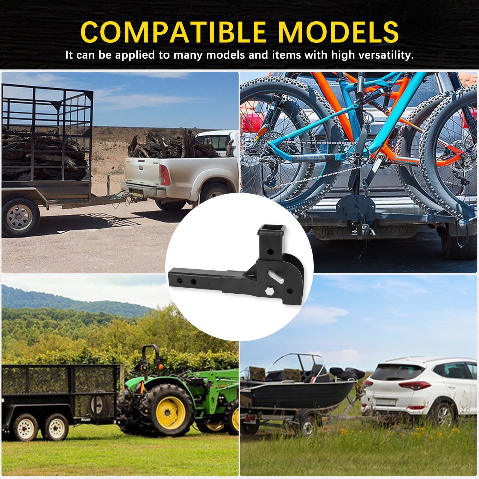 Folding 2" Trailer Hitch Mount Shank Adapter Receiver Cargo Wheelchair