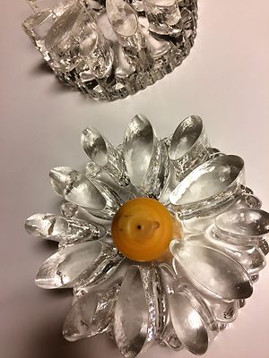 Set Two (2) Heavy Glass Crystal Snowflake Christmas Decorative Holders