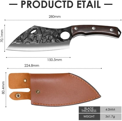 Butcher Knife Hand Forged Kitchen chef knife Serbian Meat Cleaver Slicing Knife - Picture 2 of 9