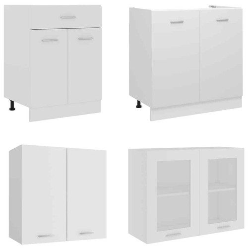 4-Piece Wooden Kitchen Cabinet Storage Shelf Cupboard Set DIY Wall Drawers White - Picture 3 of 10