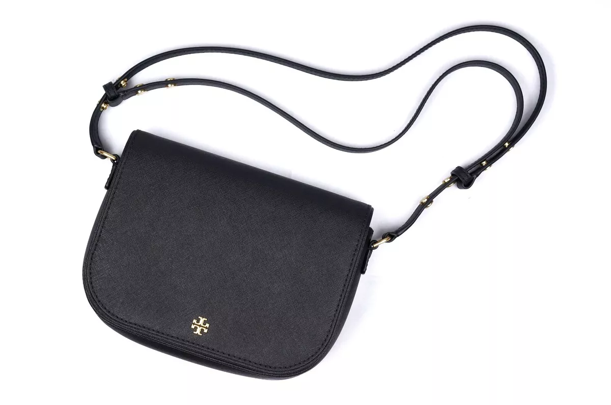 New Tory Burch Emerson Black Saffiano Crossbody Purse Shoulder Bag 134839  $348