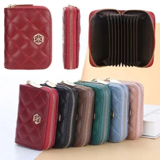 Women Credit Card Slot Wallet PU Leather Card Holder Zipper Change Purse Pocket