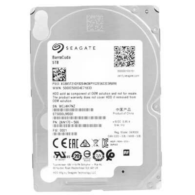 Discos duros Seagate BarraCuda ST5000LM000 5TB Sata 6 GB/S 5400 rpm 128 MB
