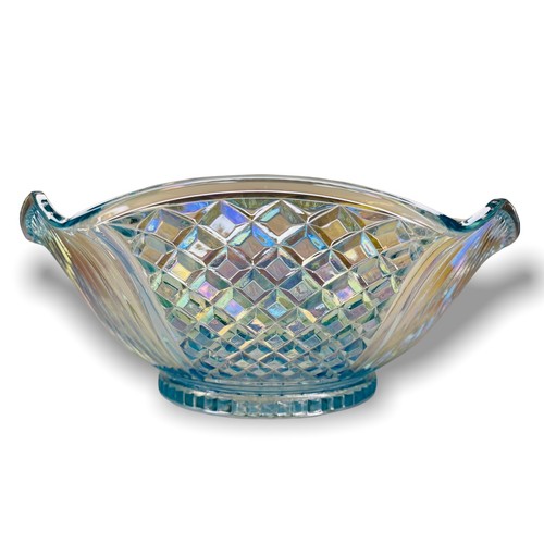 Imperial Lenox Starfire Carnival Horizon Blue Diamond Ribbed Iridescent Bowl 10" - Picture 4 of 11