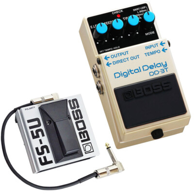 Boss DD-3T Delay + FS-5U Fußtaster + Patchkabel 