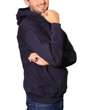 Men Pullover Navy Blue Plain Hoodie Fashion Long Sleeve Hooded Sweatshirt Active