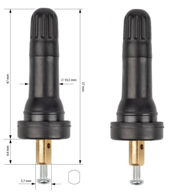 2x TPMS RDKS Ventil für OEM + universal EZ Schrader Sensor Gummiventil TR413 Set