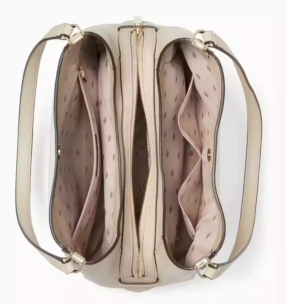 Kate Spade Leila 3-Compartment Shoulder Bag Ivory & Beige Leather