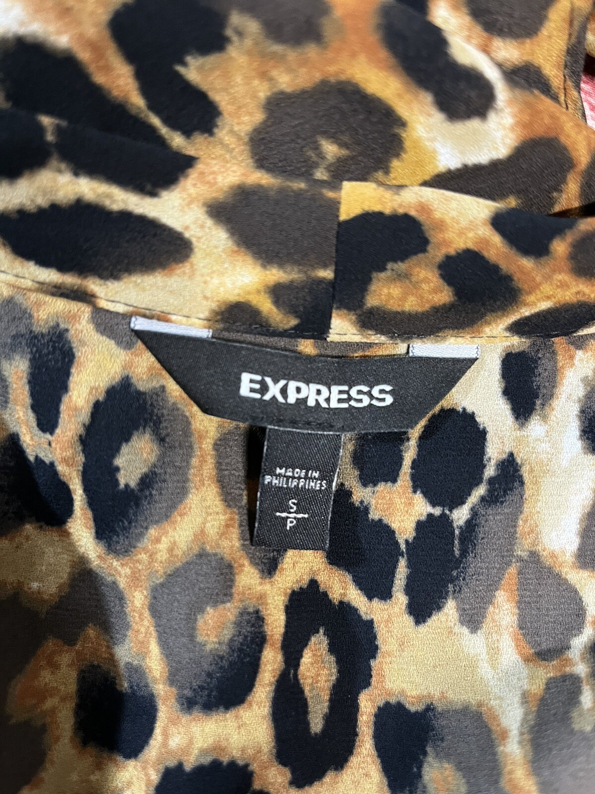 Express Small Button Down Blouse Brown Animal Pri… - image 5