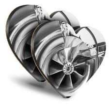 2x Heart MDF Coasters - BW - Turbo Charger Car Men's  #38178