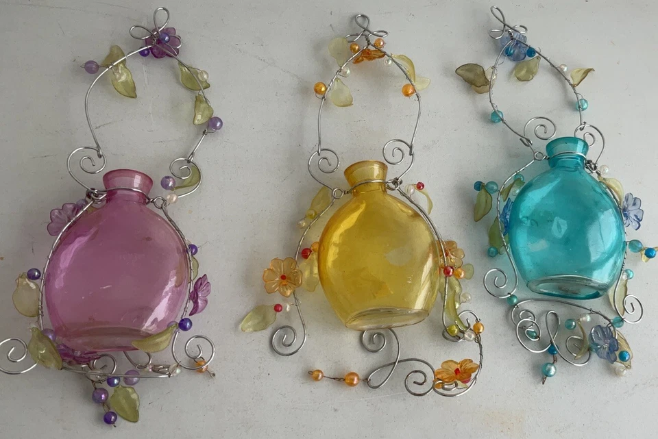 LOTE MIXTO BOTELLAS COLGANTES DECORATIVAS HECHAS A MANO Foto 2 de 2