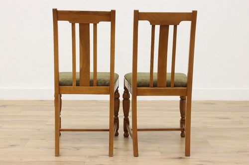 Set of 6 Antique Tudor Design Upholstered Oak Dining Chairs #52898 - Picture 15 of 17