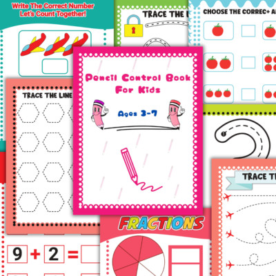 Tracing & Pencil Control Printable Activity Book Bundle for Kids Ages 3-7