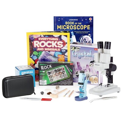 Gemstone Explorer Kit w Stereo +Handheld Microscope +Gemstones +Crystals +More