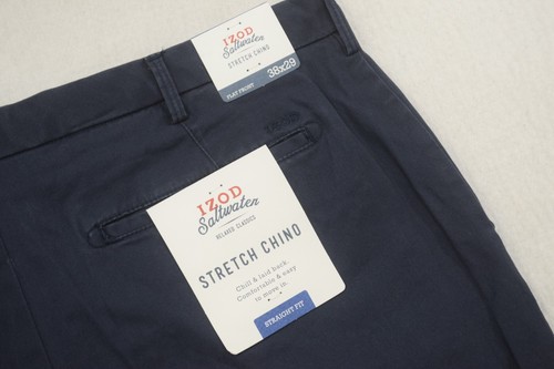 IZOD Saltwater Stretch Chino Pants Blue Flat Front Mens Size 38 x 29 ...