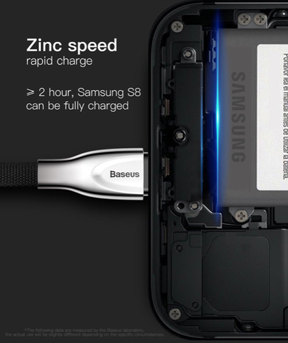 Type-C FAST Charging Cable For Samsung/Huawei BLACK Zinc Alloy 1M USB BASEUS - Picture 4 of 9