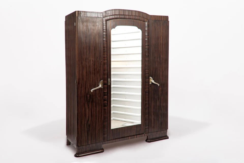 Antiguo armario francés Art Deco Macassar madera de ébano, años 40 Foto 2 de 4