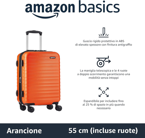 Valigia Da Cabina Rigida Espandibile, Trolley Bagaglio a Mano in ABS, Con 4 Ruot - Foto 2 di 12