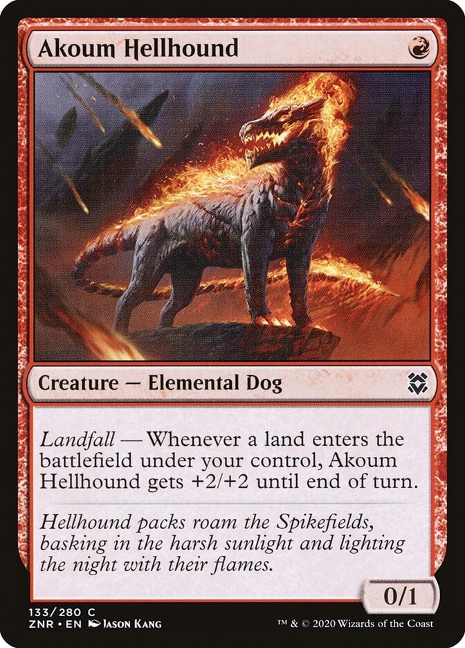 (x4) Akoum Hellhound 133/280 Playset Non Foil Common ZNR MTG Near Mint