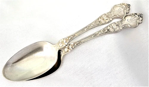 2 Wallace Violet Sterling Silver Teaspoon 5 7/8" Spoon 40 Grams Vintage 1904