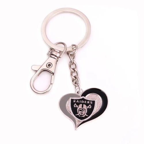 NFL Key Chain Heart Key Ring Swirl Chain Metal Football Keychain Snap Clasp - Picture 16 of 33