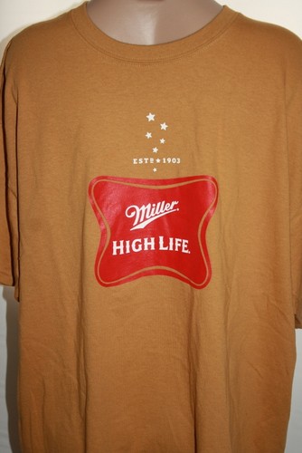 mens miller high life graphic t-shirt size xl marigold color
