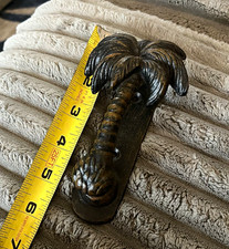 Antique Brass Finish Palm Tree Metal Door Knocker, 6 in, Includes Hardware