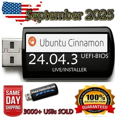 Ubuntu Cinnamon 24.04.3 LTS Bootable USB Live/Installer   Latest September 2025