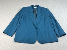 Vintage Pendleton Virgin Wool Blazer Jacket Women 18W Teal USA Heritage READ