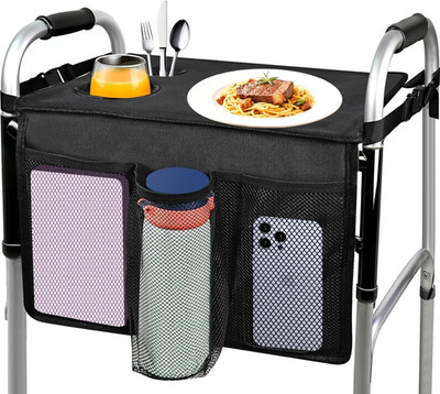 Walker Tray for Folding Walker, Premium Tray for Walker for Seniors with Cup Hol