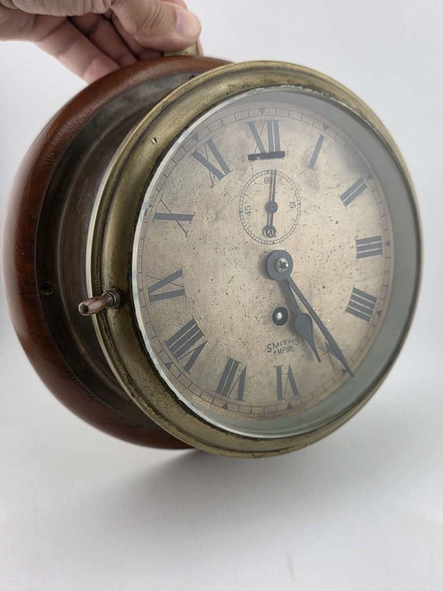 1930s Smiths 船舶時計 イングランド 時計 腕時計 マリンクロック Antique Smiths Empire WWII Brass Marine Bulkhead Clock England