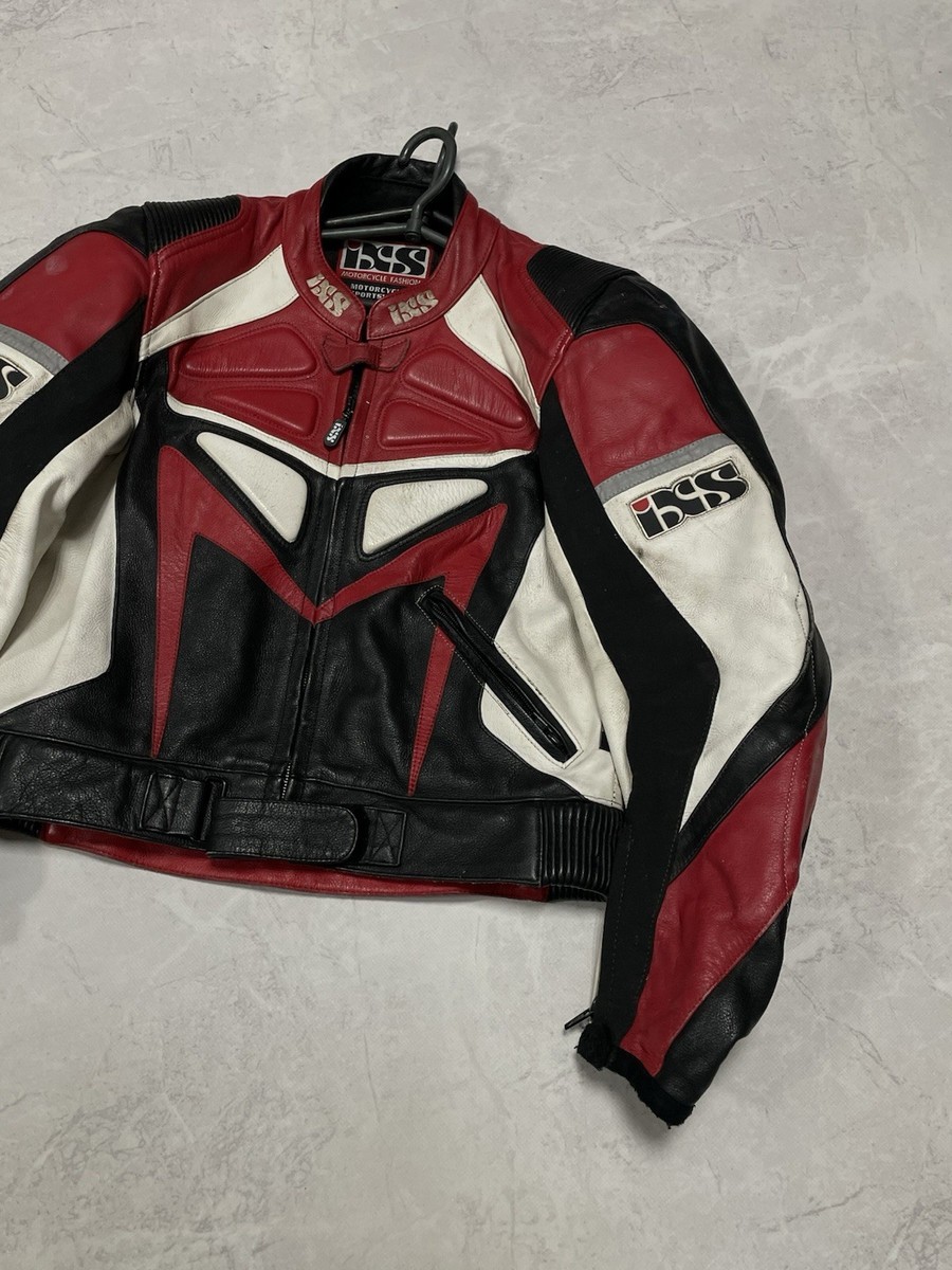IXS Leather Biker Moto Jacket Protect 50 Size Red | eBay