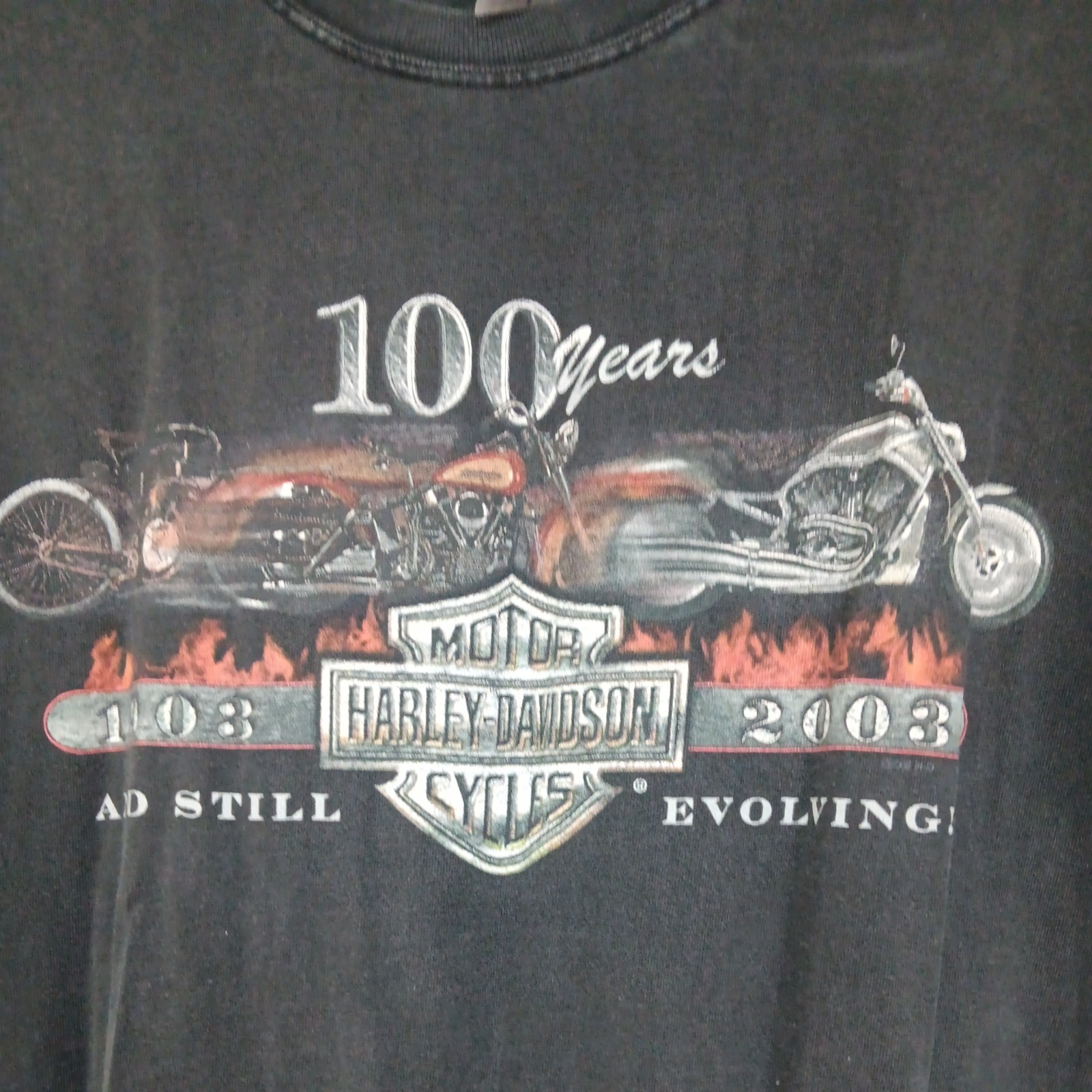 Rare VTG HARLEY DAVIDSON Motorcycles 100 Years 2003 Evolving T Shirt 2000s SZ L image 2