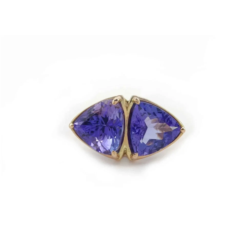 Anillo Promesa Dos Piedras 2.29TCW Lavanda Simulada Tanzanita Oro Amarillo 10K Foto 3 de 4