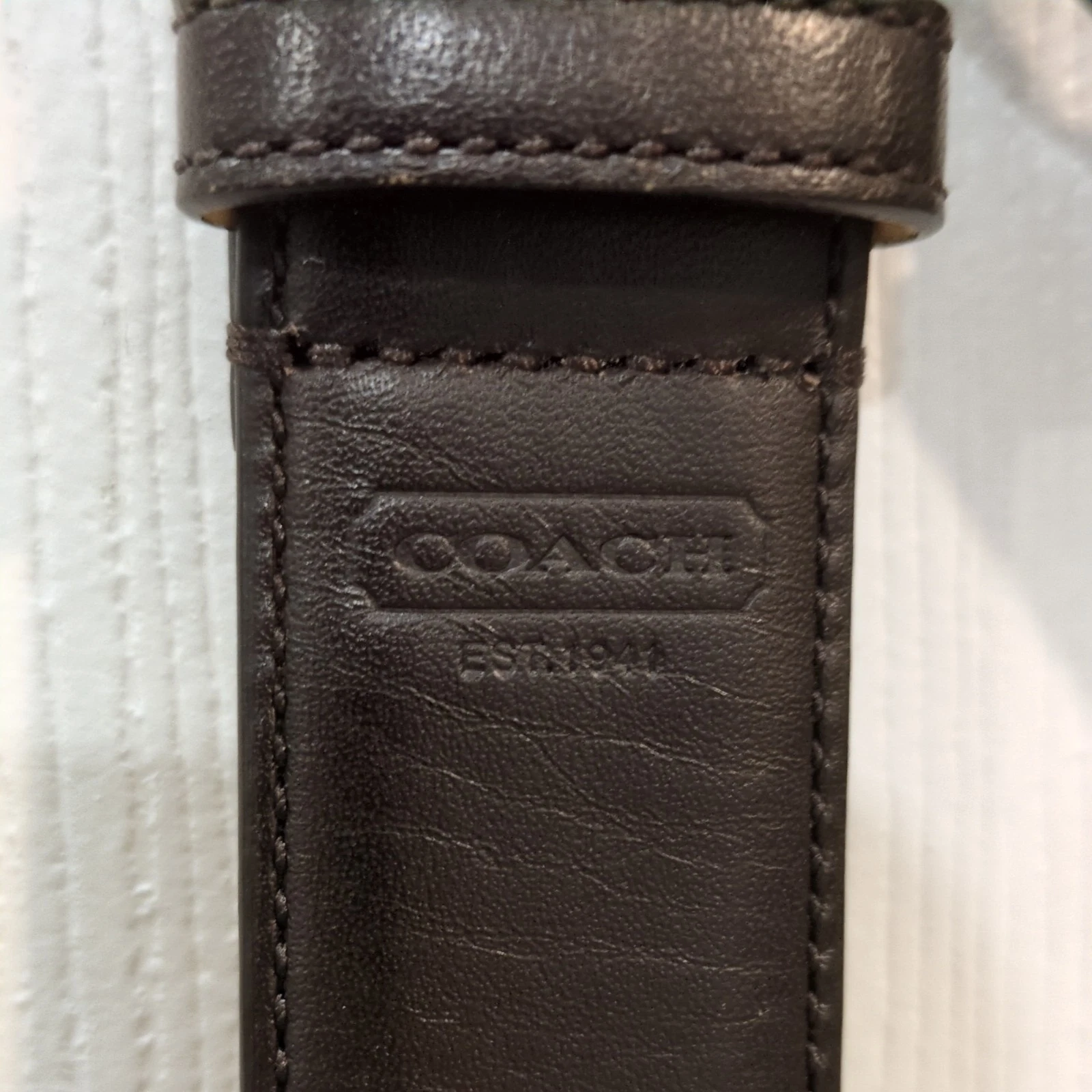 Cintura uomo Coach in pelle marrone F66100 fibbia SS misura 34” 91 4 cm