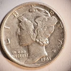 1943 S Mercury Dime 10C Cents Coin Silver, XF/AU!