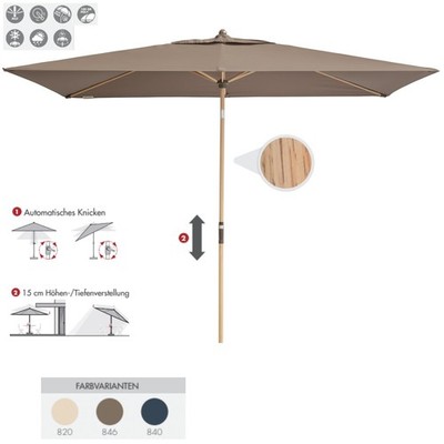 Doppler Alu Wood Auto-Tilt Ultra 300 x 200 cm Marktschirm Sonnenschirm 3 Farben 