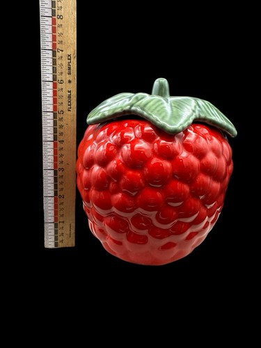 Vintage House of Webster Raspberry Ceramic Jar Red Fruit Canister Rogers AR USA - Picture 12 of 13