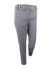Calvin Klein Women's Glen Plaid Straight Ankle Pants (2, Grey/Ivory/Black)