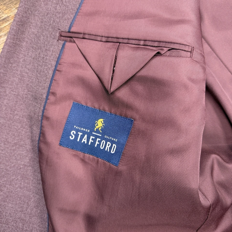 Blazer Stafford Calce Clásico 48 Largo Rojo Abrigo Deportivo Elastizado Calce Clásico Nuevo Foto 4 de 4