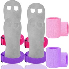 Amrta Gymnastics Grips with Wristbands for Girls 2 Pair Purple-Pink Medium