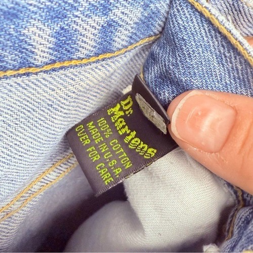 Jeans Vintage Dr Martens AirWair Doc Bottone Fly Vestibilità Larga Denim Cotone 28L 32w - Foto 3 di 6