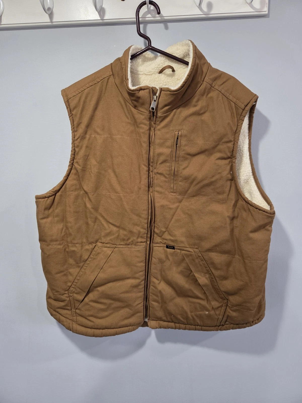 Lee warm canvas sherpa lined outdoor mens vest with pockets XL