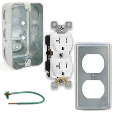 Outlet Box Kit, 2x4'' Utility Electrical Box, Duplex Receptacle 2x4'' Cover