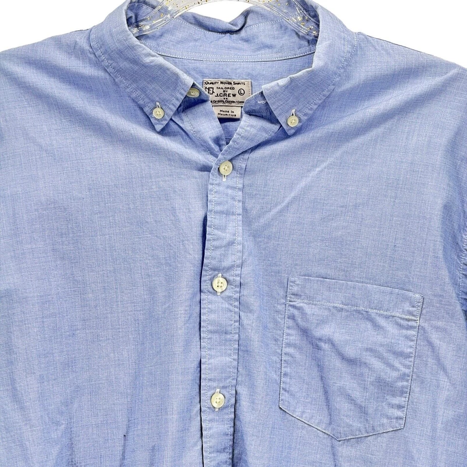 J. Crew Men's 100% Cotton Shirt Button Down L Oxford Dress Blue Long Sleeve FLAW - Image 3 of 4